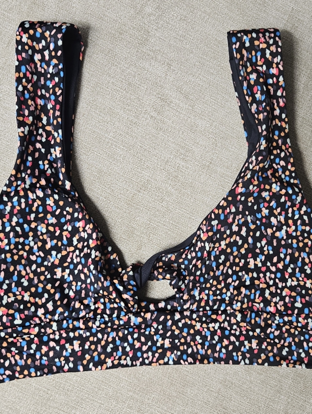 Prana Black Swimsuit with Multicolor Confetti Dots